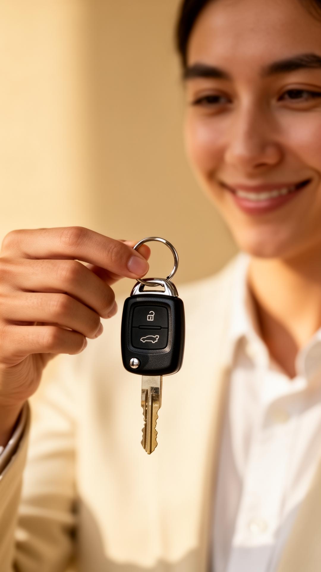 Client receiving keys to their new vehicle